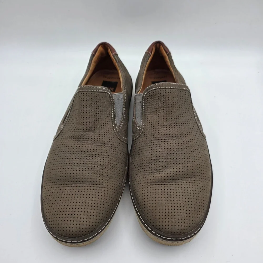 Johnston & Murphy J&M Mens 9M Taupe Perforated Leather Slip On Loafers 25-0619 - Picture 4 of 8